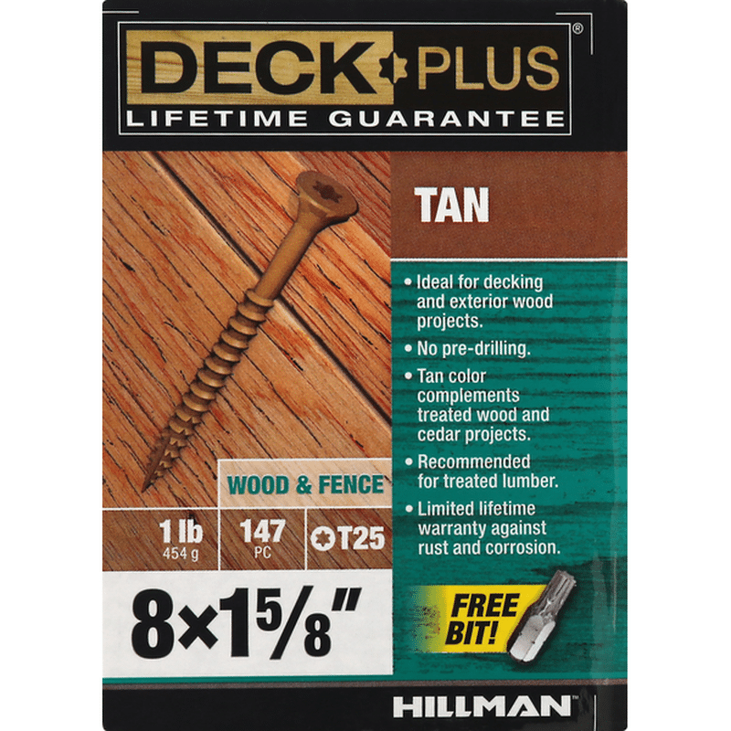 Deck Plus Screws, Tan, Wood & Fence, 1.625 Inch (147 each) Instacart