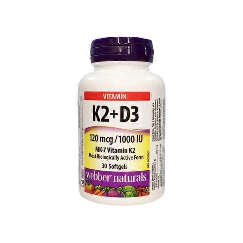 ber Naturals Vitamin K2 & D3 120 Mcg Vegetarian Capsules (30 ct) Instacart