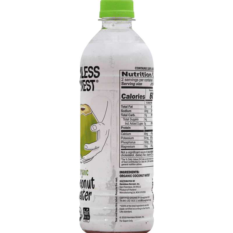 harmless harvest coconut water calories