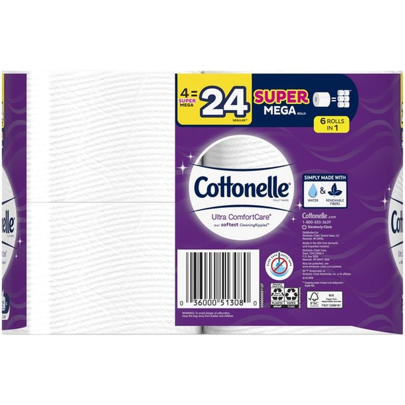 Cottonelle Ultra ComfortCare Super Mega Roll Toilet Paper Bath Tissue ...