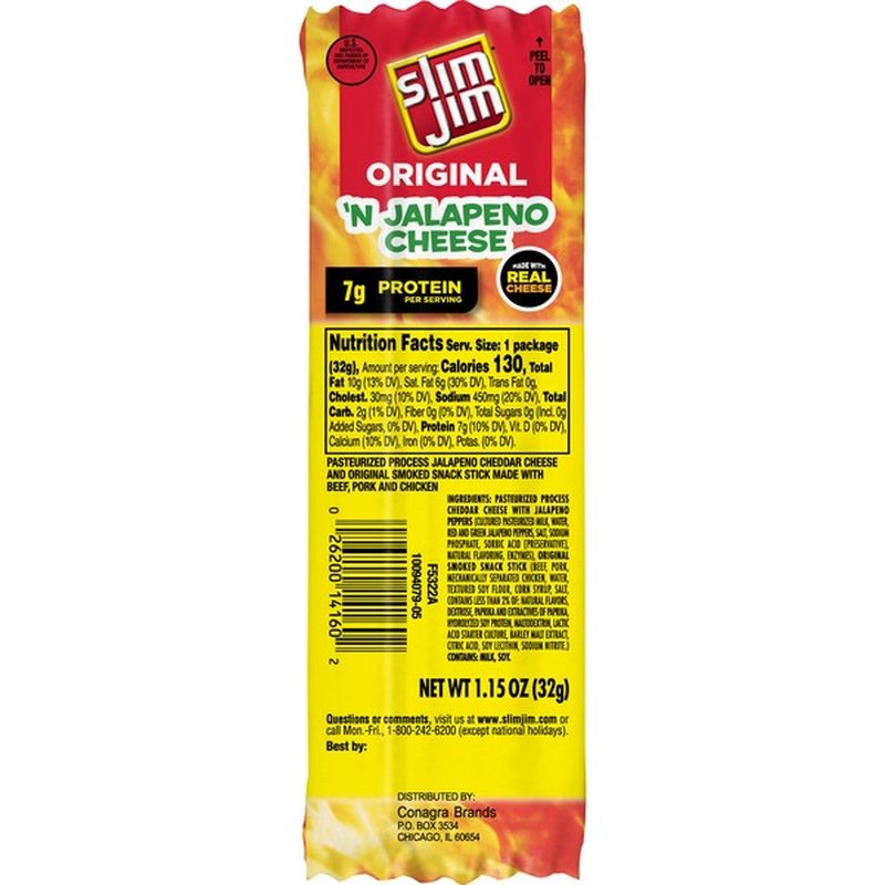 Slim Jim Original N Jalapeno Cheese (1.15 oz) - Instacart