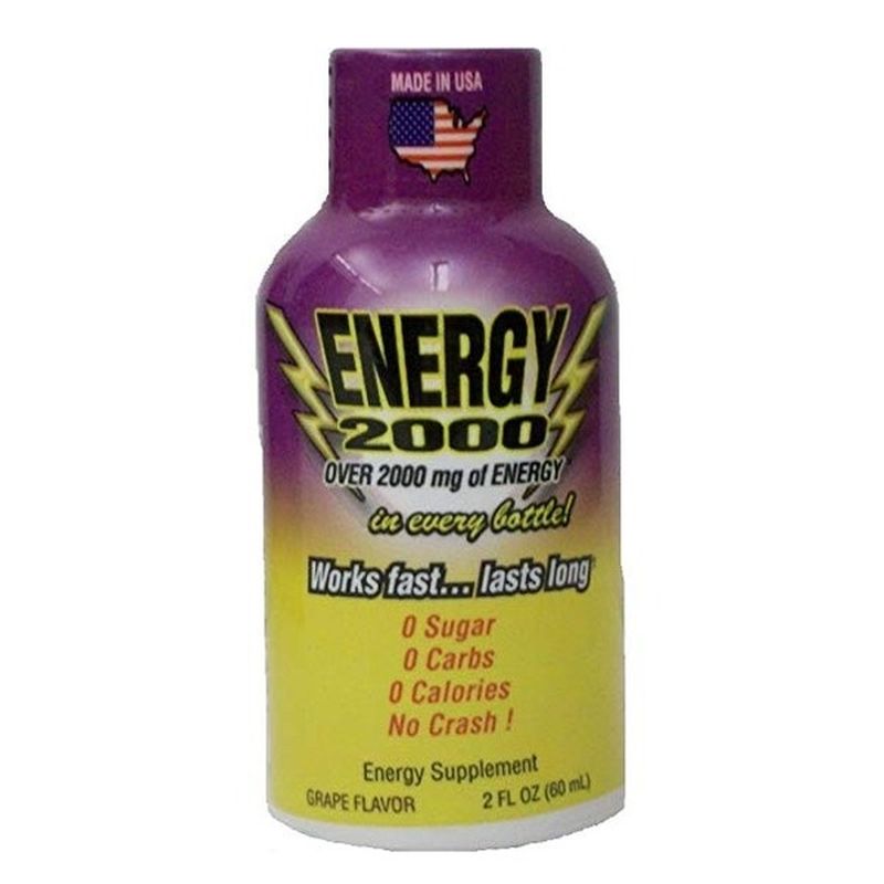 Global Brands Grape Flavor Energy 2000 Drink Shot Energy Supplement
