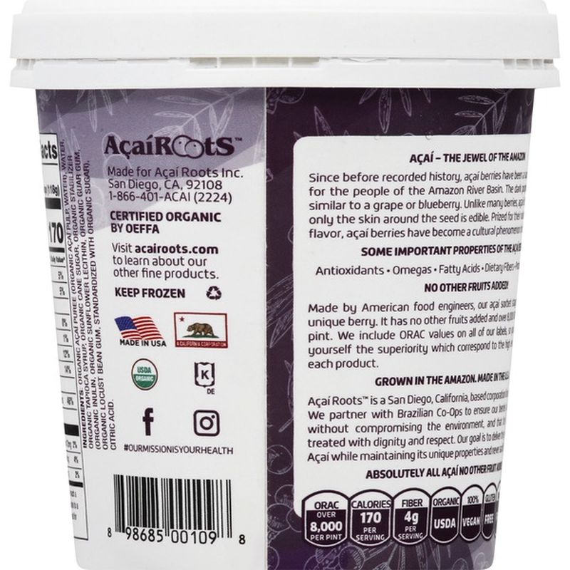 Acai Roots Sorbet, Organic, Acai, Premium (1 pt) - Instacart