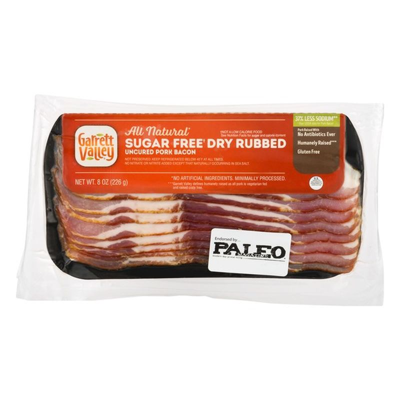 Garrett Valley Sugar Free Dry Rubbed Uncured Pork Bacon