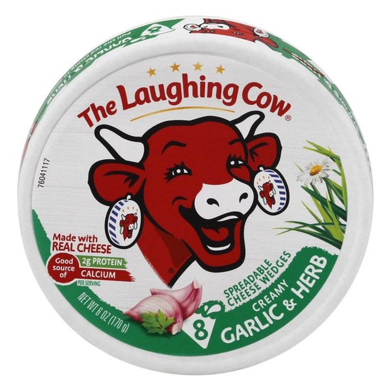 The Laughing Cow Creamy Garlic & Herb Spreadable Cheese Wedges (0.43 Oz ...