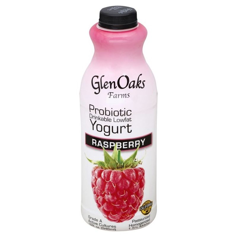 Glen Oaks Farms Yogurt, Drinkable, Lowfat, Raspberry (32 oz) from O