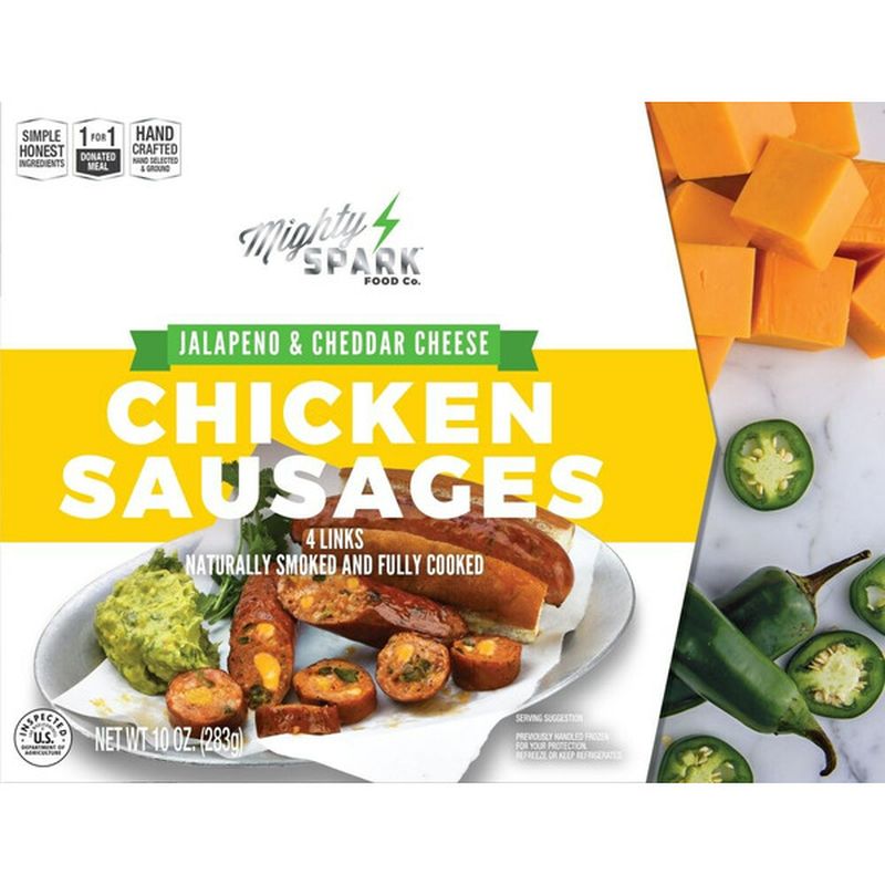 Mighty Spark Food Co. Cheddar Cheese & Jalapeno Chicken Sausages