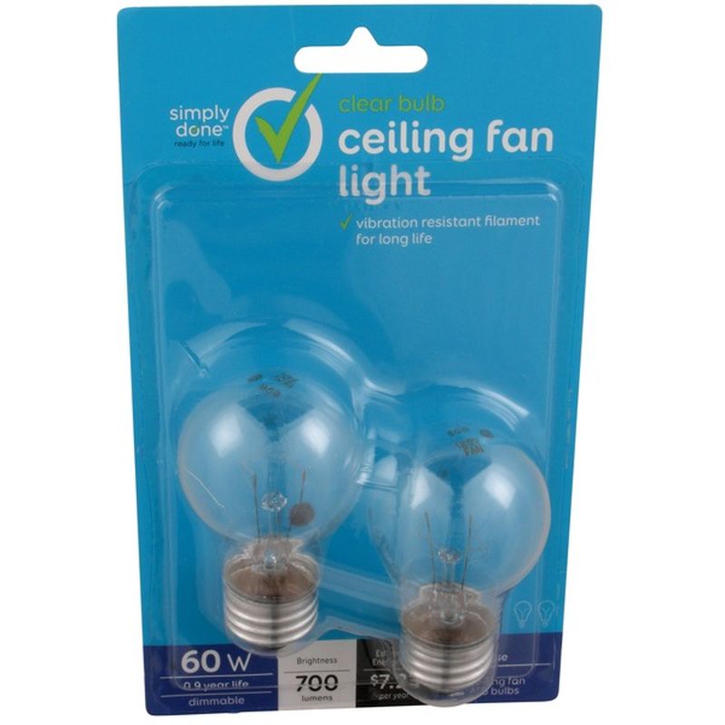 Simply Done 60 W Ceiling Fan Light Clear A15 Bulbs (2 ct) Instacart