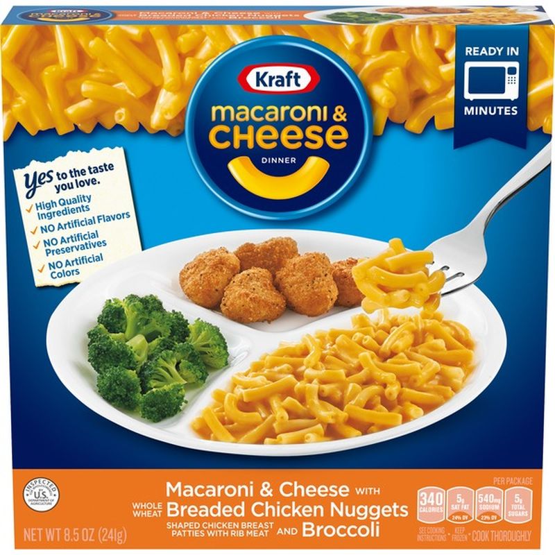 Kraft Macaroni & Cheese with Breaded Chicken Nuggets and Broccoli