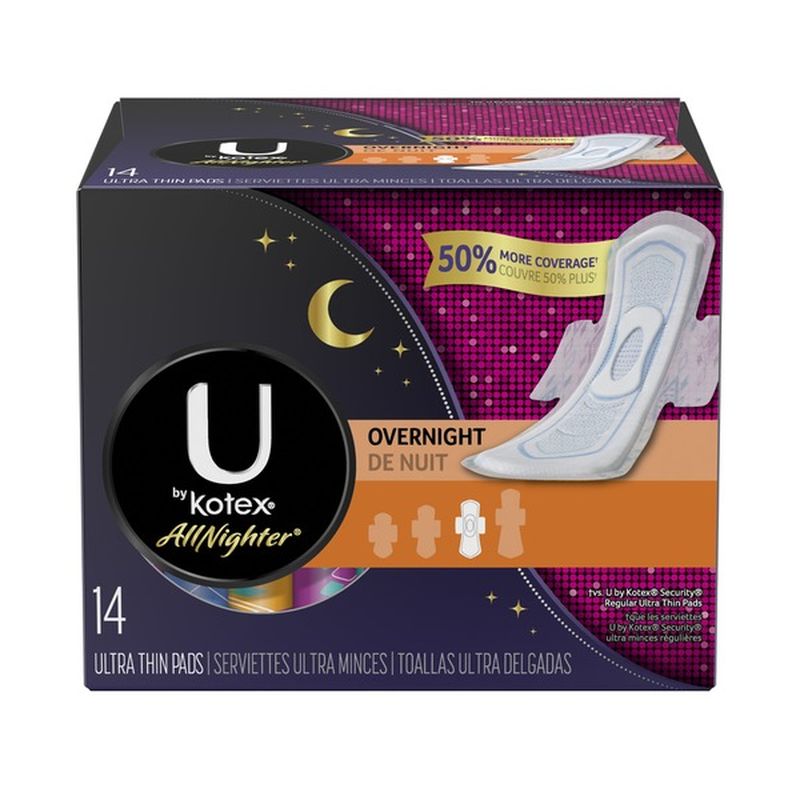 U by KotexSuper Premium AllNighter Ultra Thin Overnight Pads with