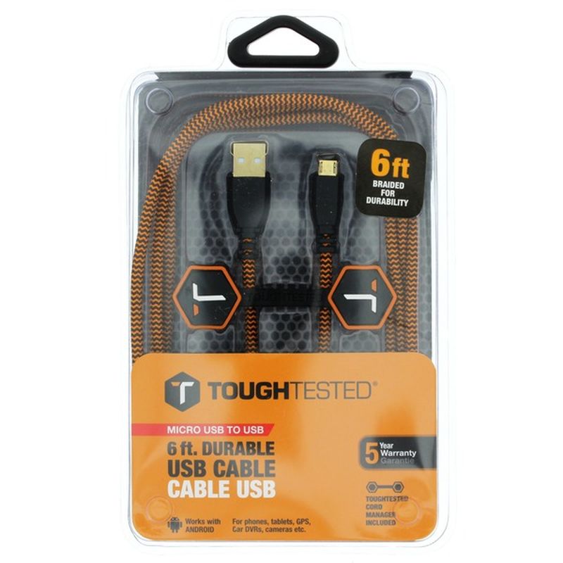 Tough Tested Durable Braided 6' Micro Usb Cable