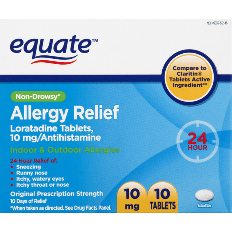 Equate Allergy Relief, Original Prescription Strength, 10 mg, Tablets