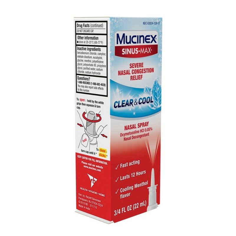 Mucinex® Sinus-Max Severe Nasal Congestion Relief Clear & Cool Nasal ...