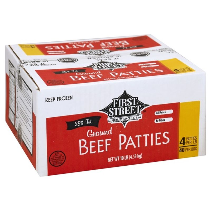First Street Ground Beef Patties, 75/25 (10 lb) Instacart