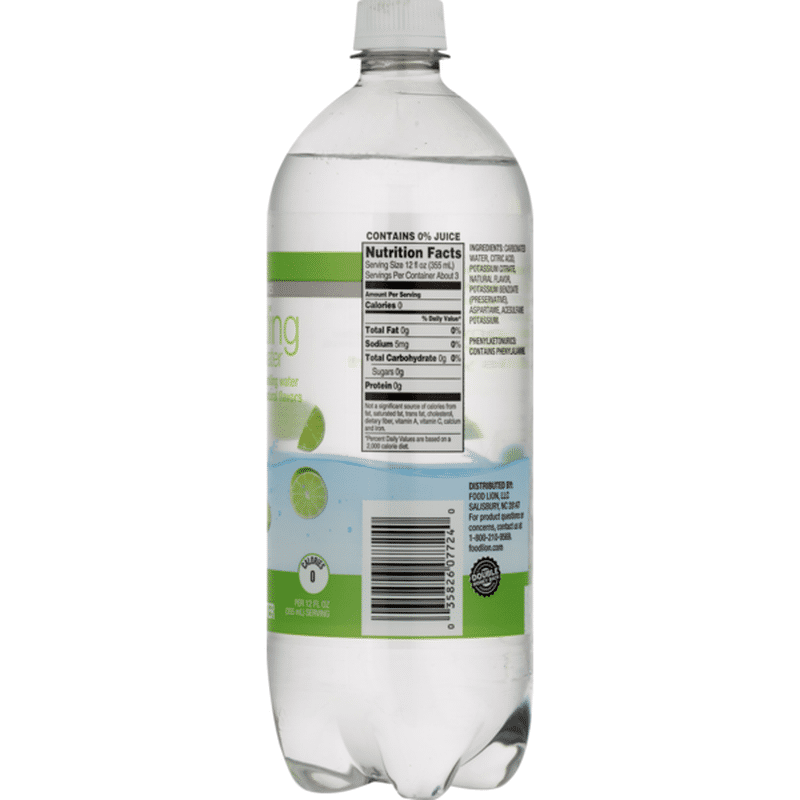 Food Lion Sparkling Water, Zero Calories, Key Lime, Bottle (33.8 fl oz