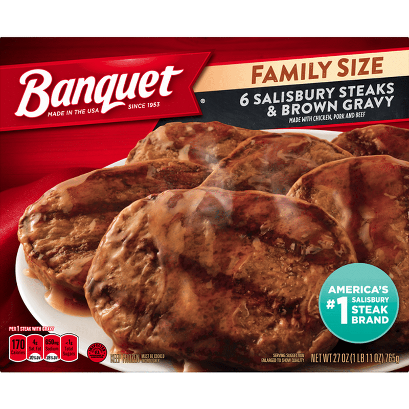 Banquet Family Size Salisbury Steaks And Brown Gravy 6 Ct Instacart