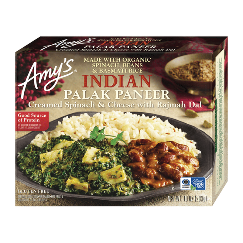 Amy's Frozen Indian Palak Paneer, Non-GMO, Gluten free, 10 oz.