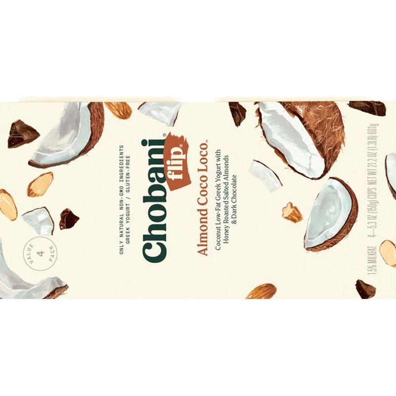 Chobani Greek Yogurt, GlutenFree/LowFat, Almond Coco Loco, Value 4