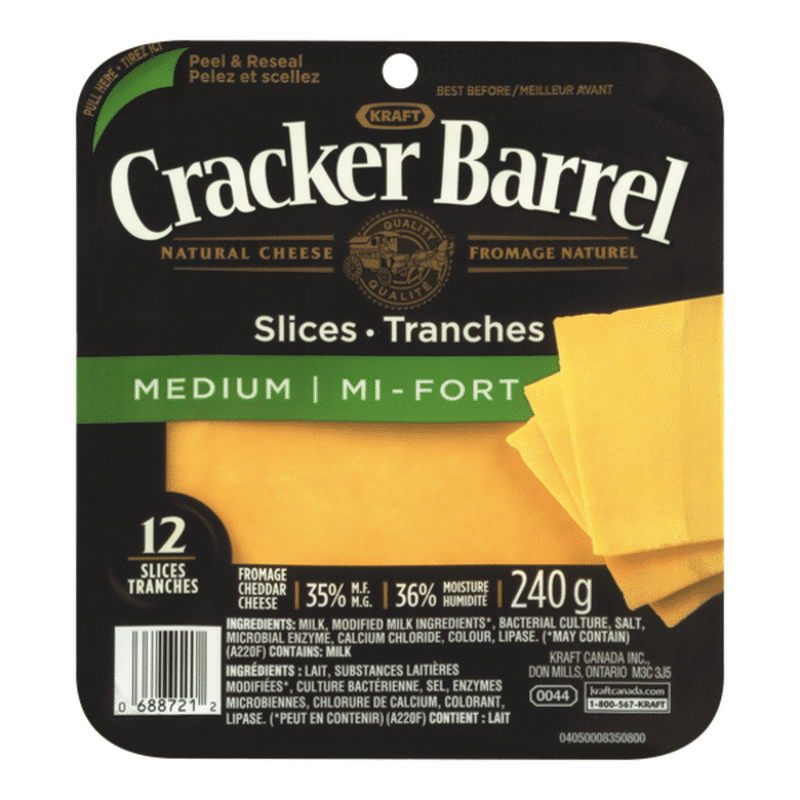Cracker Barrel Medium Cheddar Natural Cheese Slices