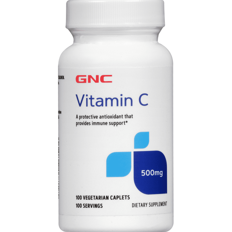 GNC Vitamin C, 500 mg, Vegetarian Caplets (100 each) - Instacart