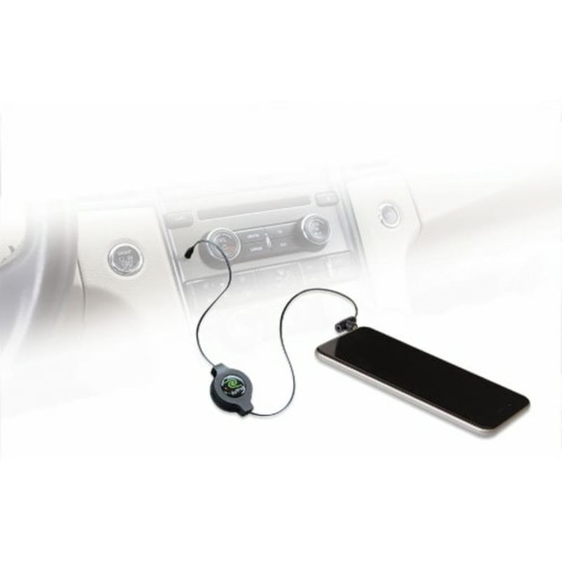 ReTrax Black Retractable Auxiliary Cable With Microphone