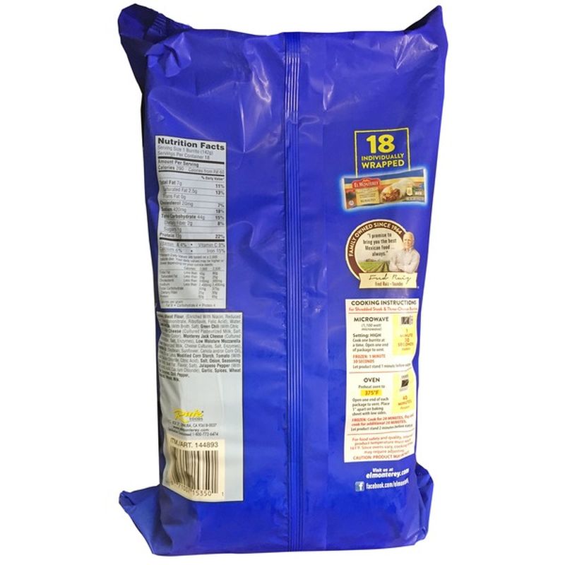 El Monterey Steak & Cheese Burrito, 18 ct