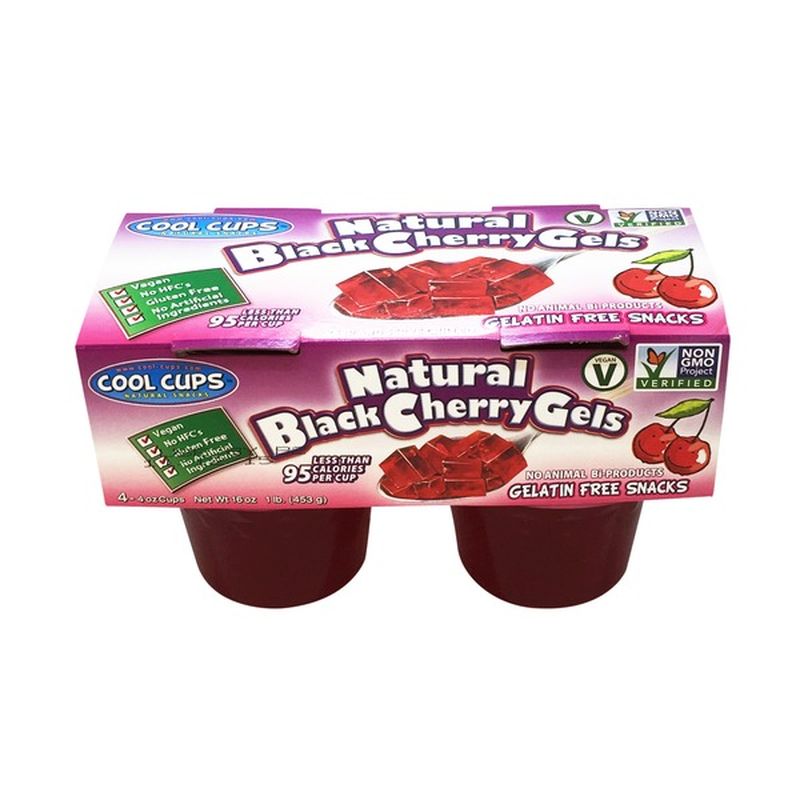 Cool Cups Gelatin Free Snacks Natural Black Cherry Gels 4 CT (4 oz