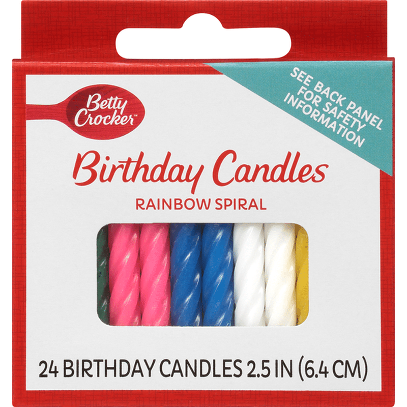 Betty Crocker Birthday Candles, Rainbow Spiral, 2.5 Inch (24 each) from ...