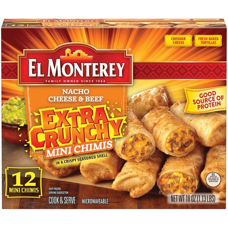 El Monterey Nacho Cheese & Beef Extra Crunchy Mini Chimis (1.125 lb