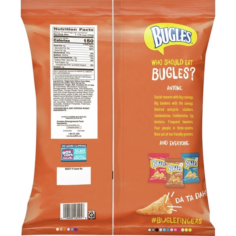 Bugles Corn Snacks, Nacho Cheese, Crispy, Family Size (14.5 oz) Instacart