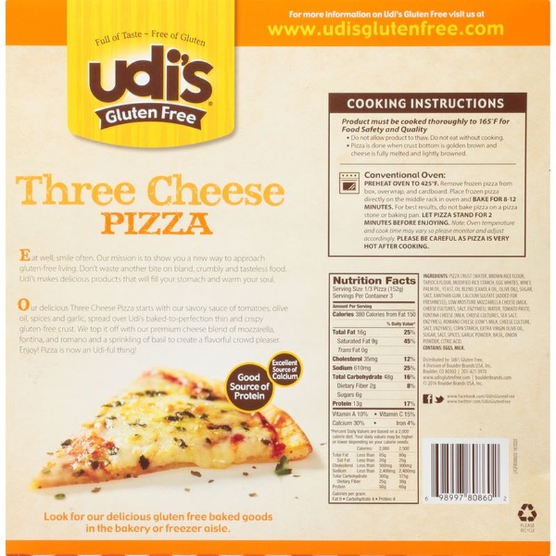 Udi's Gluten Free Three Cheese Pizza (16.1 oz) Instacart