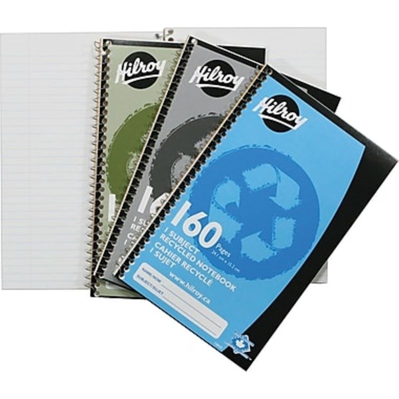 Hilroy 9-1/2" x 6" Assorted 1 Subject Recycled Notebook