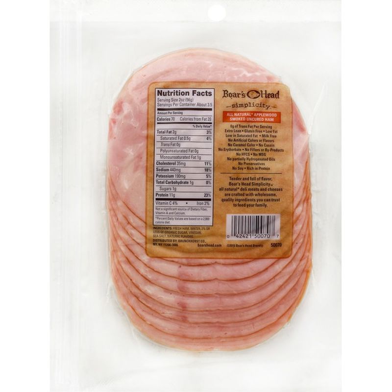 Boar's Head Ham, Uncured, All Natural, Applewood Smoked (7 oz) from