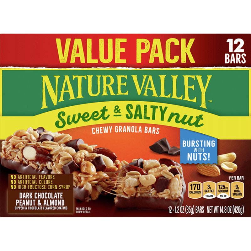 Nature Valley Sweet & Salty Dark Chocolate Peanut & Almond Bars, 12