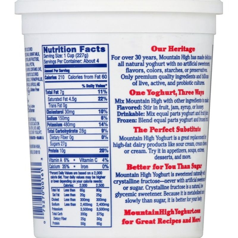 Mountain High Yoghurt, All Natural, Original Style, Vanilla (32 oz