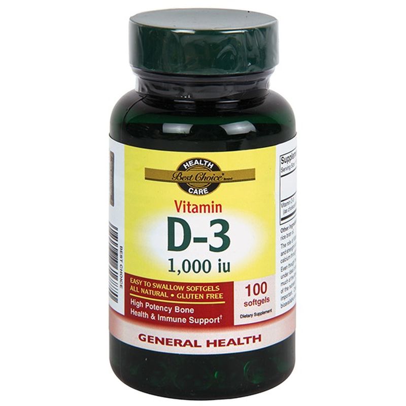 Best Choice Vitamin D3 1000 IU Soft Gel (100 ct) from Piggly Wiggly GA