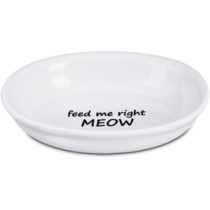 Harmony Feed Me Right Meow White Ceramic Cat Bowl 1 C.