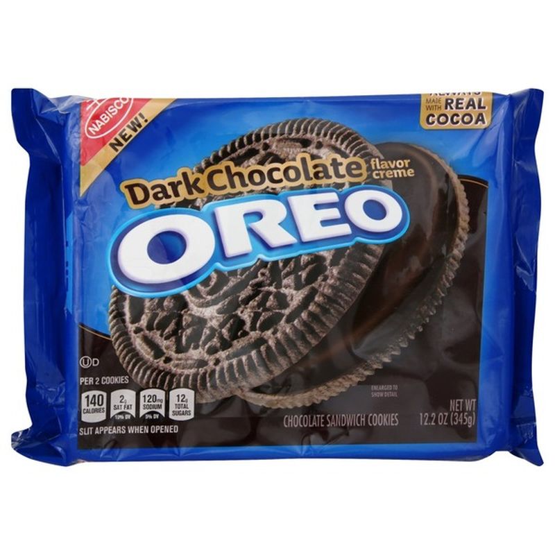 Oreo Dark Chocolate Flavor Creme Chocolate Sandwich Cookies (12.2 oz ...