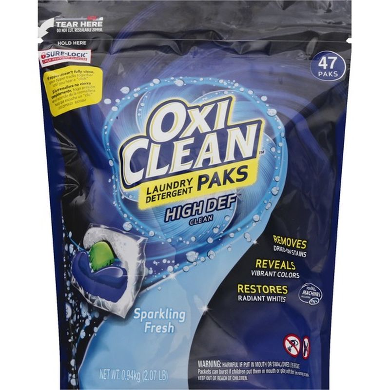Oxi Clean High Def Clean Sparkling Fresh Laundry Detergent Paks, 47