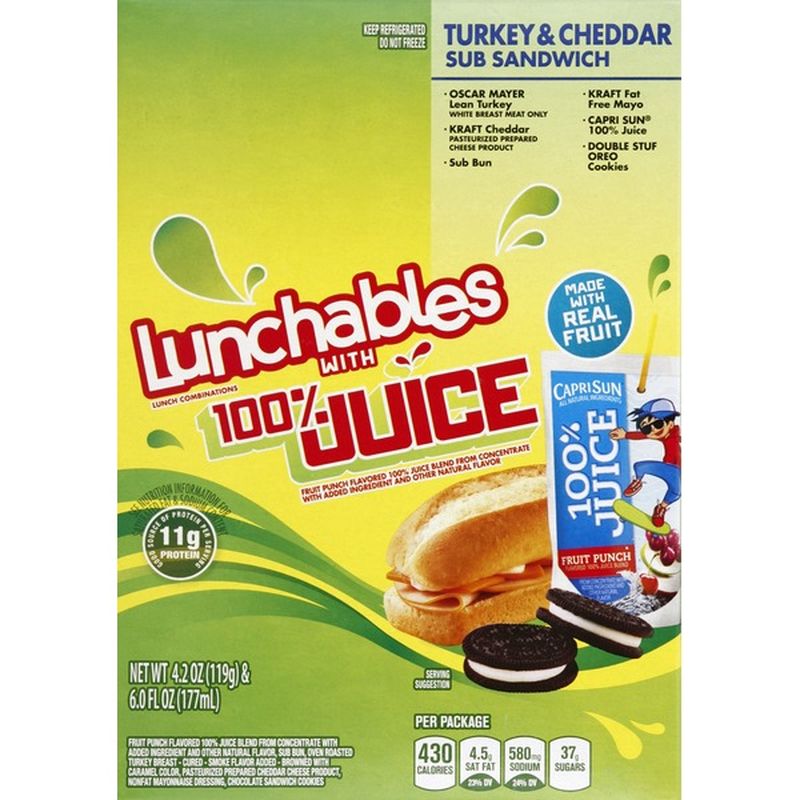Lunchables Lunch Combinations with 100 Juice Turkey & Cheddar Sub