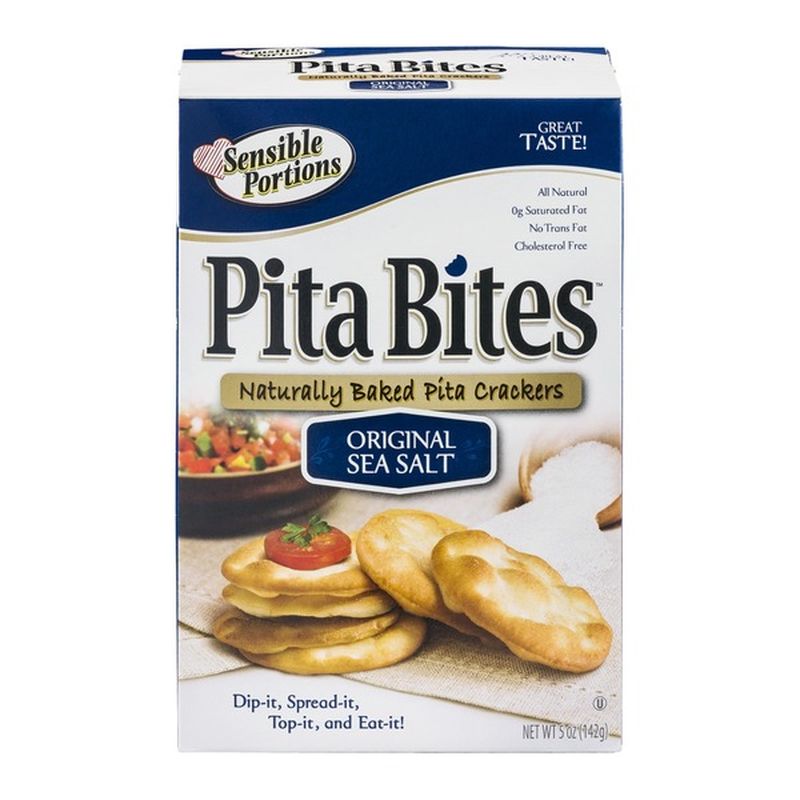 Sensible Portions Pita Bites Baked Pita Crackers Original Sea Salt (5