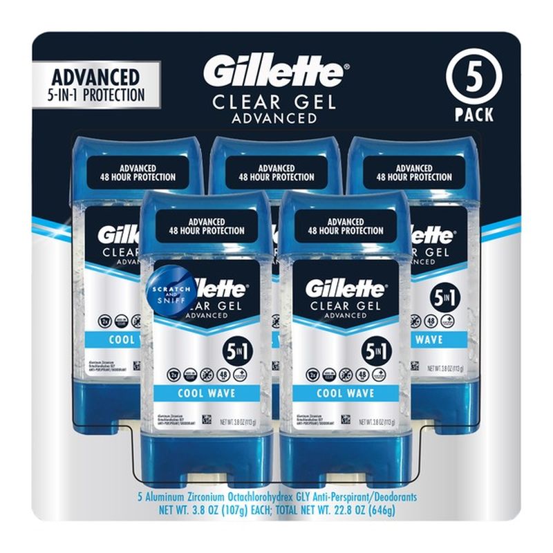 Gillette Cool Wave Clear Gel Men’s Antiperspirant and Deodorant (3.8 fl
