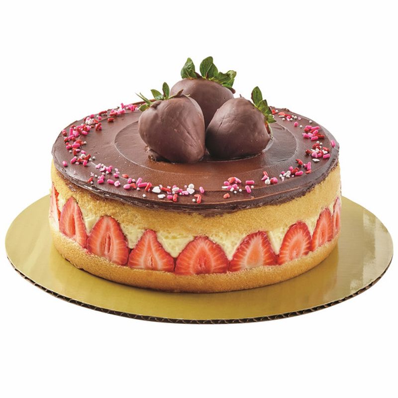 H-E-B Strawberry Boston Cream Pie With Dipped Strawberries
