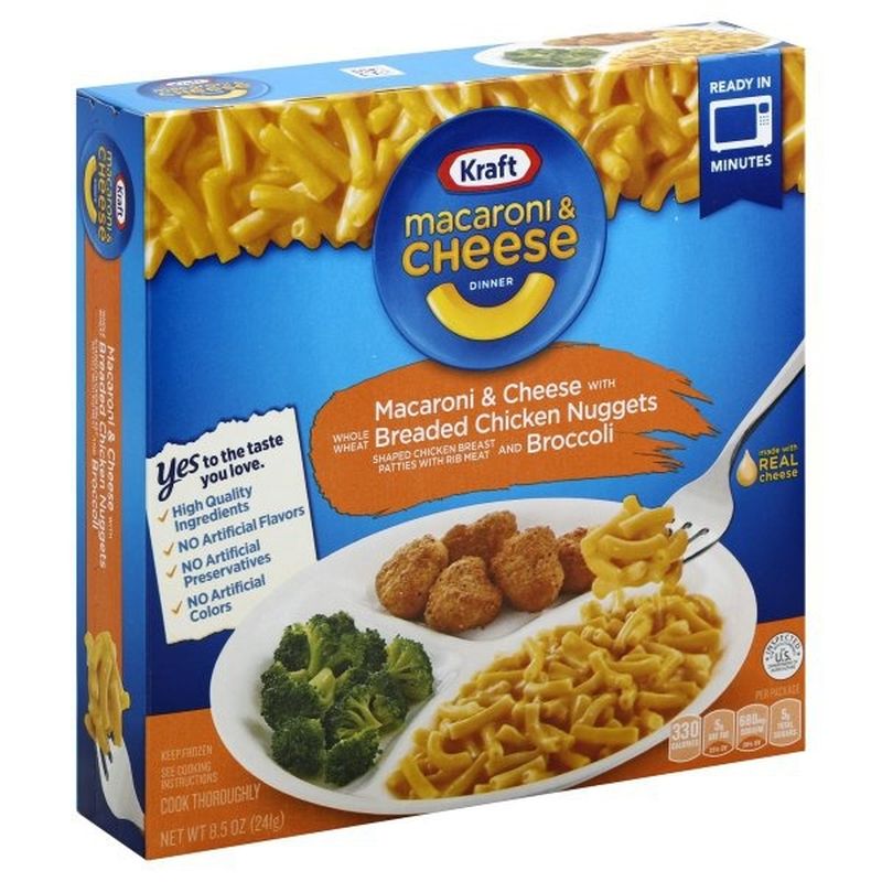 Kraft Macaroni & Cheese with Breaded Chicken Nuggets and Broccoli