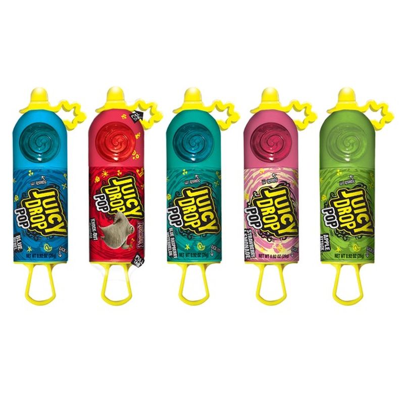 Juicy Drop Pop Sweet Lollipops Candy with Sour Liquid, Assorted Flavors