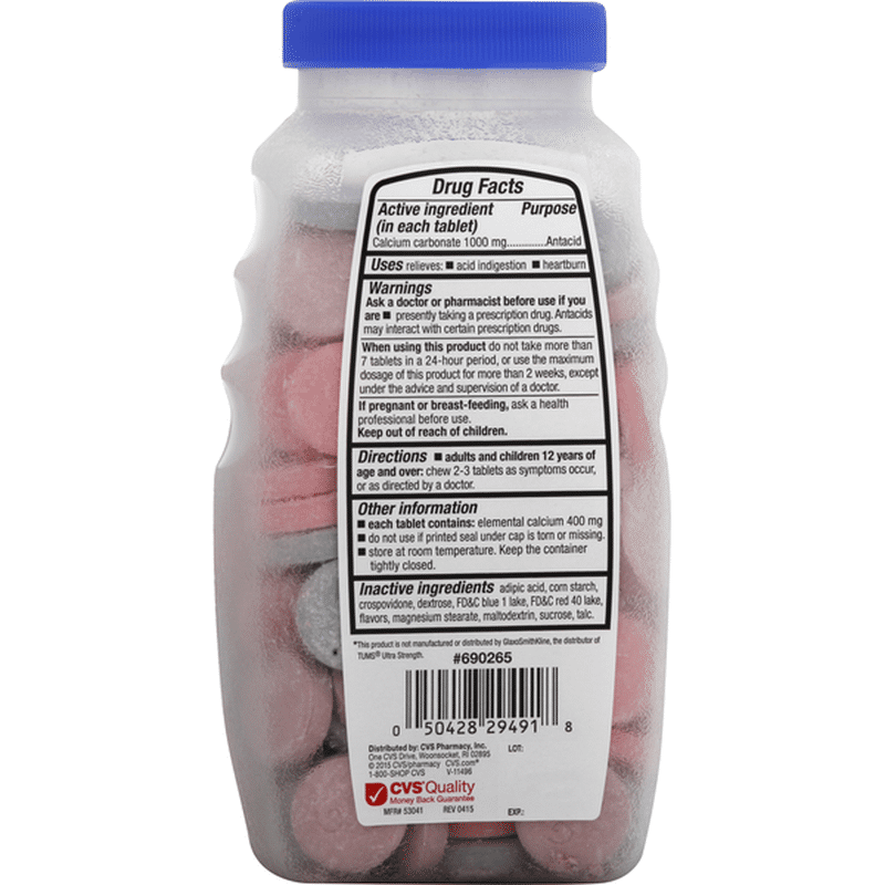 CVS Health Antacid, Ultra Strength, 1000 mg, Chewable Tablets, Assorted