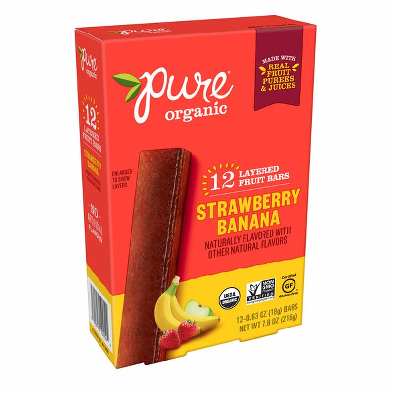 Pure Organic Layered Fruit Bars, Gluten Free and Vegan, Kids Fruit