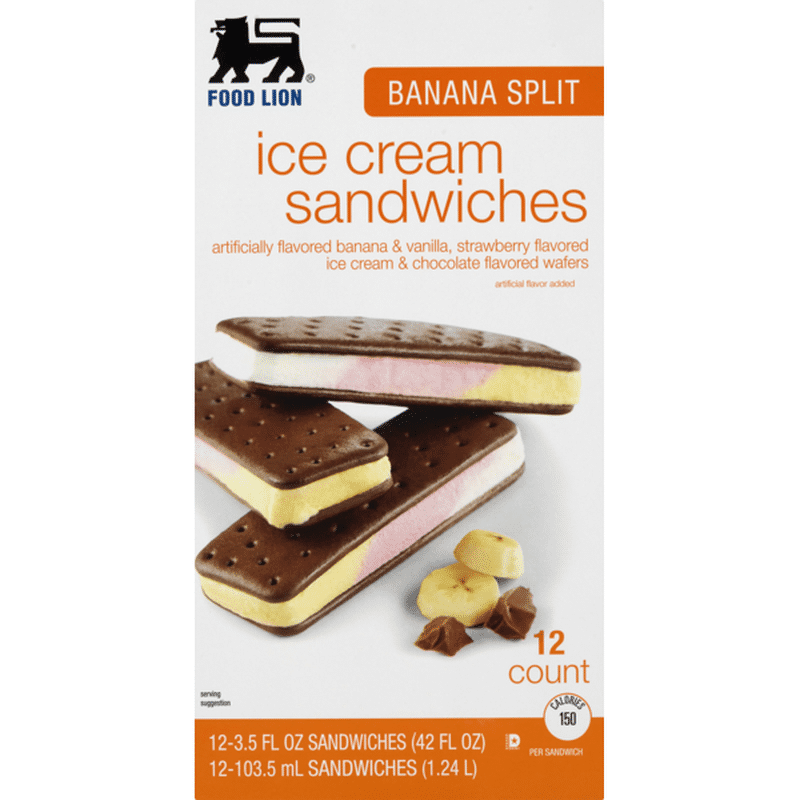 Food Lion Ice Cream Sandwiches, Banana Split, Box (3.5 fl oz) Instacart