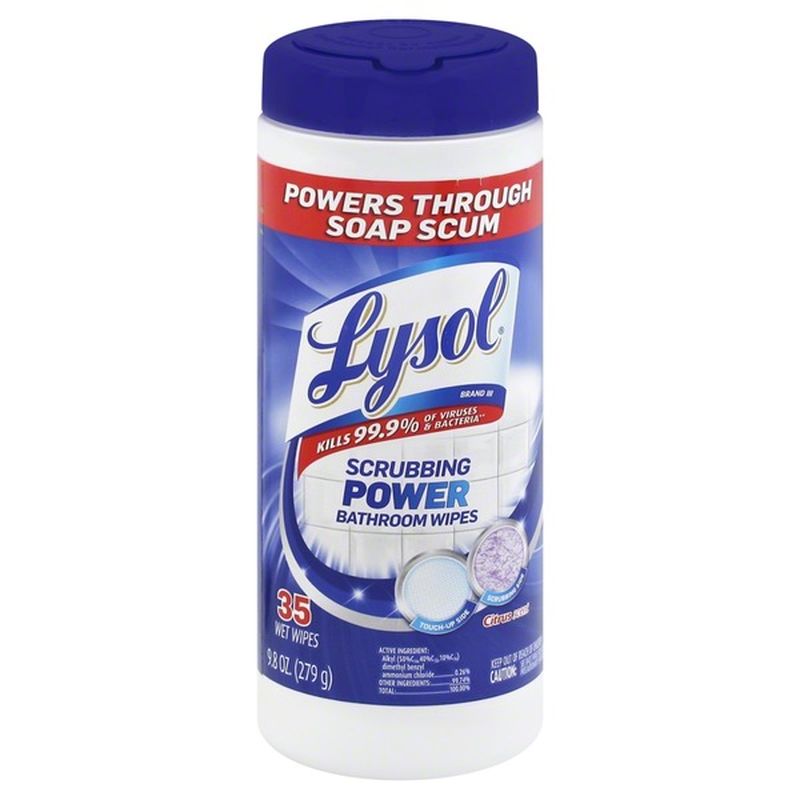 Lysol Scrubbing Power Bathroom Wipes Citrus Scent 35 CT (9.8 oz