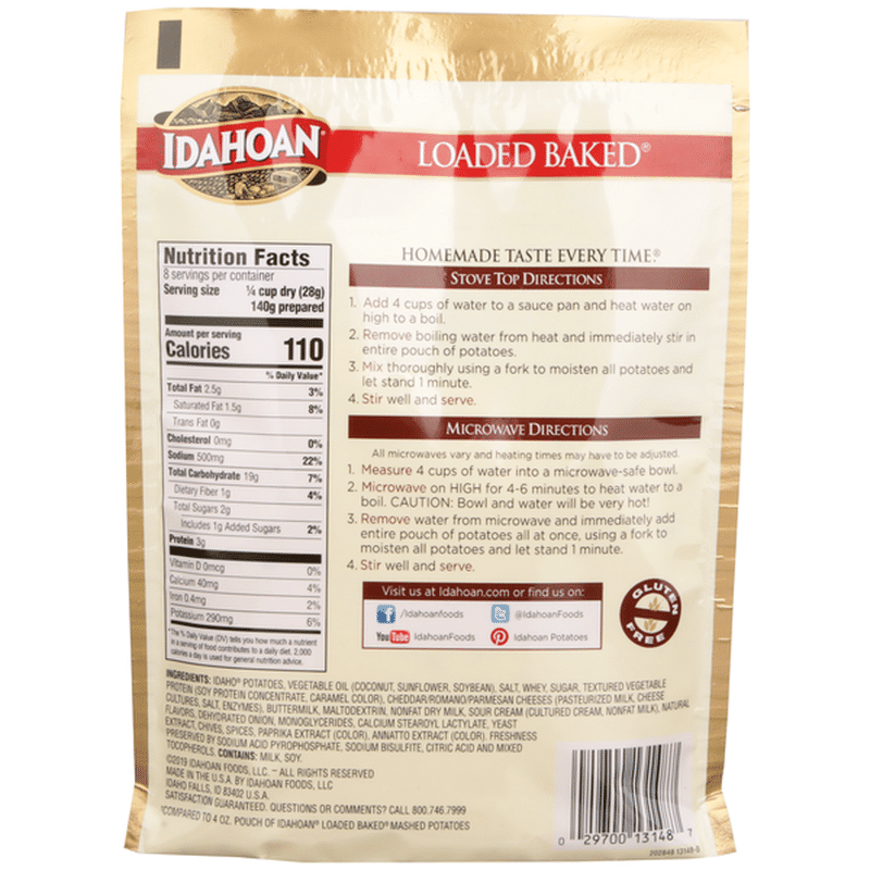 Idahoan Loaded Baked Mashed Potatoes Nutrition